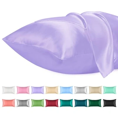 Afbeelding van Lirex satijnen kussensloop set van 2 effen microvezel kussenslopen voor kingsize bed, met envelopsluiting kreukvrij, zacht