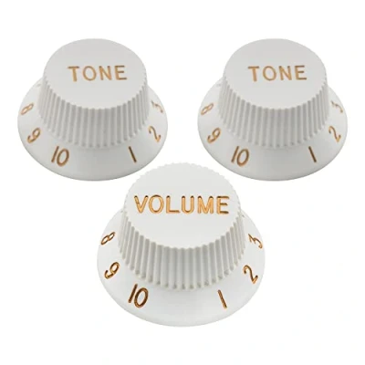 Afbeelding van Musiclily Pro Imperial Inch Size Potentiometer Knoppen 1 Volume 2 Tone Knopen voor USA Strat Style Elektrische Gitaar, Wit