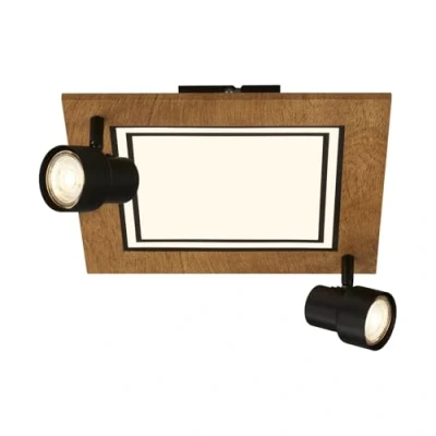 Afbeelding van BRILONER Plafondlamp 3762025 Zwenkbaar Warm wit 3000K GU10 fitting Licht apart schakelbaar Gloeilamp niet inbegrepen 29,5 x 15,5 cm Zwart hout