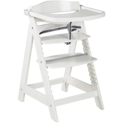 Image de Chaise haute évolutive SIT UP CLICK &amp; FUN Plateau repas amovible Hauteur réglable Jusqu&#039;a 70 Kg Bois Laqué Blanc