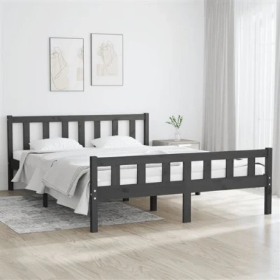 Afbeelding van Bedframe massief hout grijs 140x200 cm