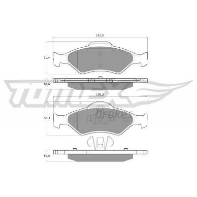 Afbeelding van TOMEX brakes TX 12 53 Remblokkenset Vooras FORD: FIESTA 4, KA Hatchback