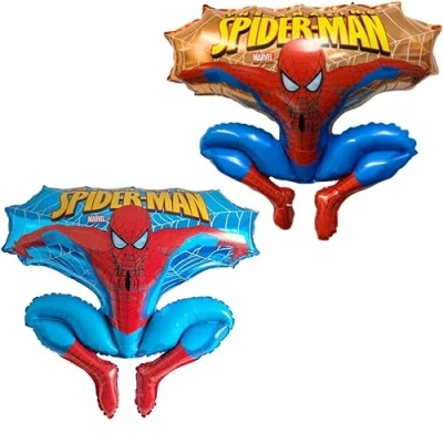 Afbeelding van Toyland® 2 x 81 cm folieballonnen in de vorm van een springende Spider Man feestballonnen voor kinderen (één elk)