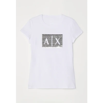 Afbeelding van Armani Exchange Tshirt print, Dames, Maat: Small, White ground