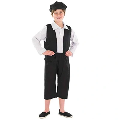Afbeelding van Fun Shack Victoriaans Weeskostuum voor kinderen, Victoriaanse outfit jongens, kostuum boerenkostuum carnavalskostuum maat XL