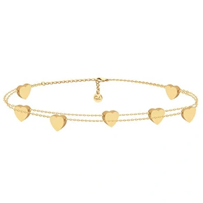 Afbeelding van GD GOOD.designs EST. 2015 hartarmband dames hart armband met kleine hartvormige hangers twee rijen voor de beste vriendin vriendschapsarmband verstelbaar 15 centimeter roestvrij staal zonder steen