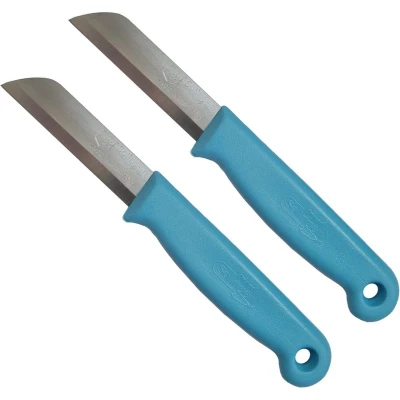 Afbeelding van Solingen Schilmesje RVS Glad 16 cm met &quot;Blade Cover&quot; Blauw 2 stuks