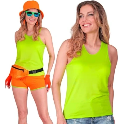 Afbeelding van Widmann Jaren 80 &amp; 90 Kostuum Basic Tank Top Neon Groen Vrouw Small / Medium Carnavalskleding Verkleedkleding