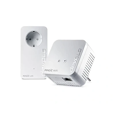 Afbeelding van devolo Magic 1 1200 wifi Mini Starter Kit, compacte set, 2 Powerline adapters voor veilig thuisnetwerk (1200 Mbit/s, Fast Ethernet LAN verbinding, mesh, G.hn technologie) wit