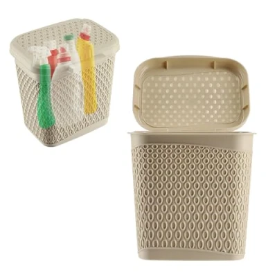 Afbeelding van KADAX Opbergcontainer voor wasmiddel, kunststof container met deksel, opbergemmer waspoeder (beige)