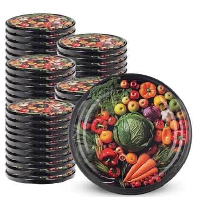 Afbeelding van KADAX 50 stuks schroefdeksel met diameter van 82 mm, metalen twist off deksel, reservedeksel voor inmaakpotten en weckpotten, deksel 6 inkepingen