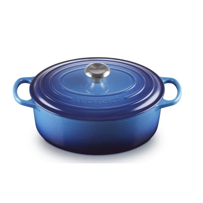 Afbeelding van Le Creuset Braad / Stoofpan Signature Ovaal Azure 31cm 6,3l