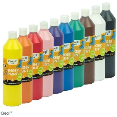 Afbeelding van Creall Vingerverf Happy, Set Met 10 Flesjes Van 750 Ml In Geassorteerde Kleuren