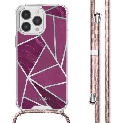 Afbeelding van iMoshion Hoesje Geschikt voor iPhone 13 Pro Max met Koord Design Meerkleurig / Bordeaux Graphic