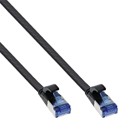 Afbeelding van InLine Patchkabel plat, U/FTP, Cat.6A, TPE halogeenvrij, zwart, 5m (U/FTP, CAT6a, 5 m), Netwerkkabel
