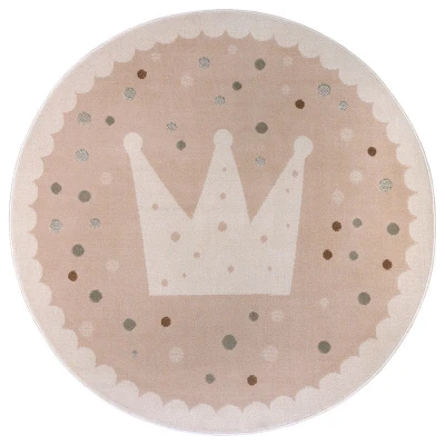 Afbeelding van Vloerkleed Kids Crown Rond Beige Ø 100 Cm Home Collectie Dekbed Discounter.nl