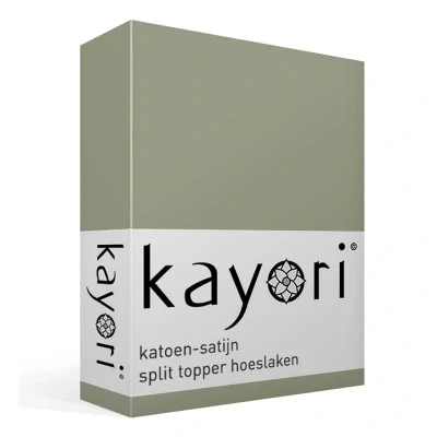 Afbeelding van Kayori Edo splittopper hoeslaken katoensatijn Olijfgroen 200/210 220 (Kleur: Olijfgroen)