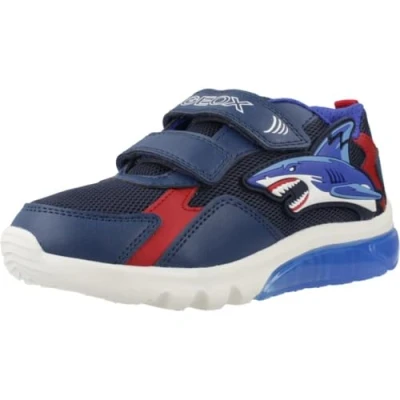 Afbeelding van Geox Light UP Ciberdron BOY Sneakers laag voor kinderen, Maat: 26, Navy/red Imitatieleer/ textiel