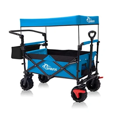 Afbeelding van Opvouwbare Bolderkar, Handkar, Offroad, met Dak, Blauw, Zwart