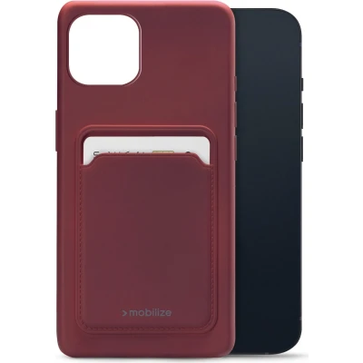 Afbeelding van Mobilize Rubber Gelly Card Case Apple iPhone 13 Mini Matt Bordeaux
