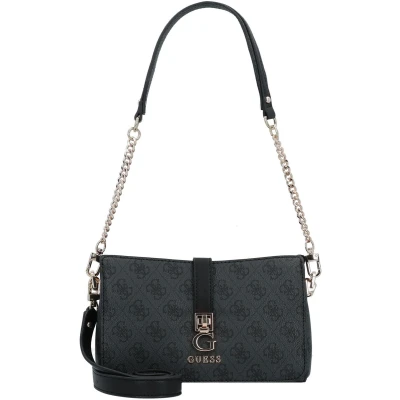 Afbeelding van GUESS Schoudertas Zamira Top Zip Shoulder Bag Coal Logo Donkergrijs
