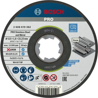 Image de BOSCH 2608619362 Disque abrasif X LOCK Standard pour Inox 115x1.6x22.23mm