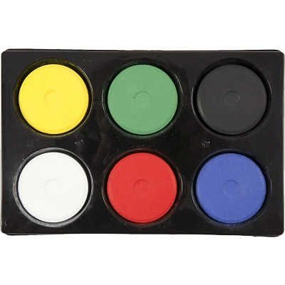 Afbeelding van Waterverf in palet, d: 57 mm, primaire kleuren, 6 assorti