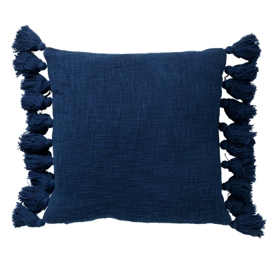 Afbeelding van Dutch Decor RUBY Kussenhoes 45x45 cm 100% katoen met flosjes Insignia Blue donkerblauw
