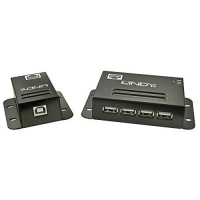Image de Lindy kit extender usb 2.0 cat.5 50m, power over rj45, 4 ports 42681