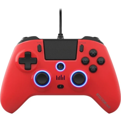Afbeelding van EgoGear SC10 Bedrade Controller Rood met audio hoofdtelefoonpoort voor PS4, PS3 en PC