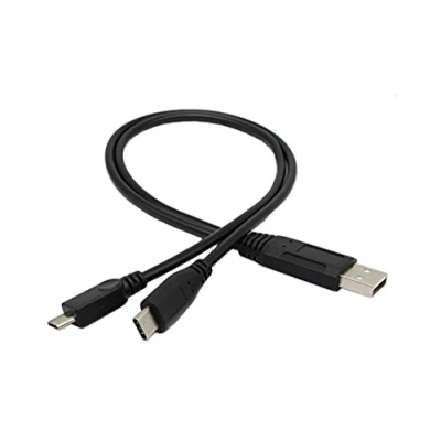 Afbeelding van USB C splitterkabel (type C) Y, CERRXIAN 2.0 A stekker naar en micro aansluiting, opladen datakabel 30 cm
