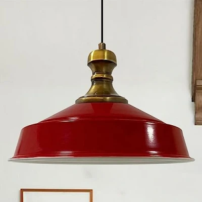 Afbeelding van bamyum Asletl Knob Vintage Hanglamp, Industriële Lamp, 40 cm Diameter, Rode Kroonluchter