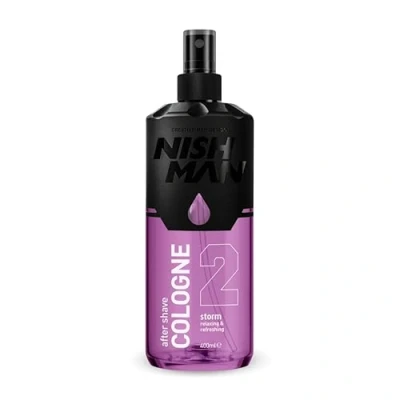 Image de NISHMAN Aftershave Cologne 02 Storm 400ml Lotion Après Rasage Rafraîchissante pour Hommes Parfum de Vanille, Bois Santal, Lavande, Patchouli Homme