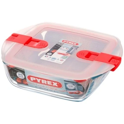 Afbeelding van Pyrex Cook &amp; Heat Voedelcontainer Vierkant met Deksel 20 x 17cm