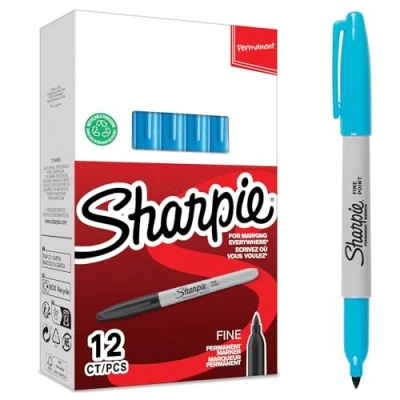 Afbeelding van Sharpie Permanente marker fijn 2194215 lichtblauw 12 stuks