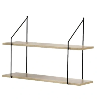 Afbeelding van Boekenplank 2 laags met zwarte beugel 60 x 16 40 cm 12243 Casame