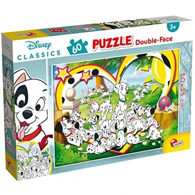 Afbeelding van Lisciani, Kinderpuzzel vanaf 4 jaar, 60 stukjes, 2 in 1 dubbelzijdig op voor en achterkant, met achterkant om te kleuren, Disney 101 Dalmatiërs 86528