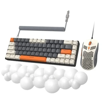 Afbeelding van YINDIAO T8 60% Clavier de Jeu Mécanique,éclairage RVB,Disposition TKL Compacte,Interrupteur Marron,Souris RVB en Nid D&#039;abeille,Nuage Doux Confort Repose poignet,Câble Spiralé USB C,pour PC PS4