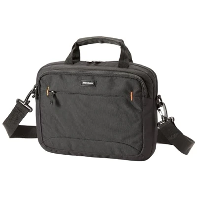 Afbeelding van Amazon Basics compacte laptop schoudertas met opbergvakken voor accessoires (14 inch 35,6 cm) zwart, 1 stuk