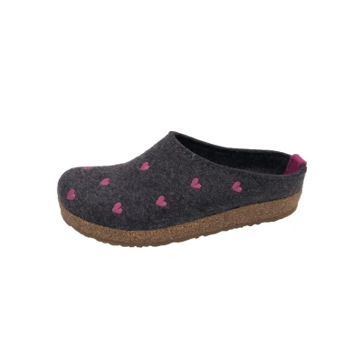 Afbeelding van Haflinger Grizzly Cuoricino Pantoffels, Dames, Maat: 36, Anthrazit Wol