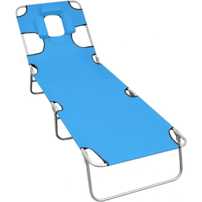Afbeelding van Ligbed inklapbaar met hoofdkussen staal turquoiseblauw