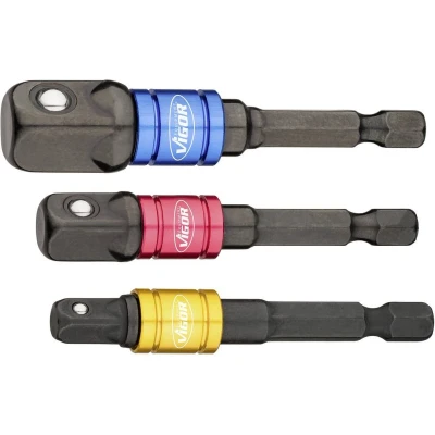 Afbeelding van Vigor V7603/3 Dopsleuteladapterset Aandrijving 1/4 (6.3 mm) Uitvoering mm), 3/8 (10 1/2 (12.5 1 set(s)