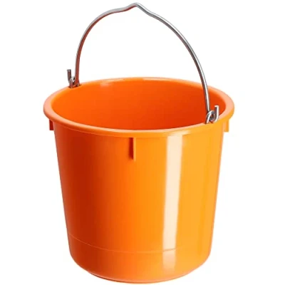 Afbeelding van KADAX kunststof bouwemmer met zinkdraadhandvat, cementemmer, mortelemmer, schoonmaakemmer, wateremmer, tuinemmer, emmer (oranje, 12 liter, 1 stuk)