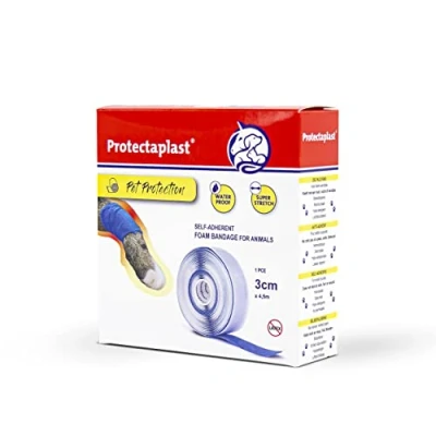 Afbeelding van Protectaplast Blauw zelfklevend verband voor huisdieren (3 cm x 4,5 m) zelfklevende latexvrije en bandage honden, katten, paarden pleistermateriaal honden wonden