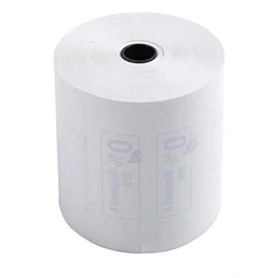 Image de Exacompta Réf. 43816E Lot de 10 bobines pour tickets caisse largeur 80 mm x diamètre 72 mandrin 12 1 pli thermique 48g/m² sans BpA Métrage (+ ou 2m) : 76 m Blanc