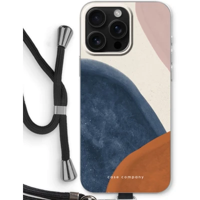 Afbeelding van Case Company® hoesje met Koord geschikt voor iPhone 16 Pro Max Geo #1 Telefoonhoesje Zwart Bescherming aan alle Kanten en Over de Schermrand