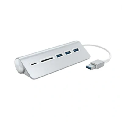 Afbeelding van Satechi Type A Aluminium USB Hub &amp; Card Reader zilver ST 3HCRS