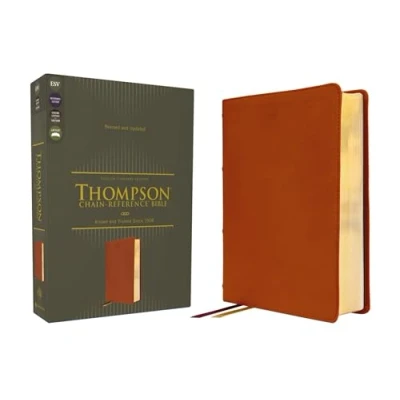 Afbeelding van ESV, Thompson Chain Reference Bible, Genuine Leather, Calfskin, Tan, Red Letter