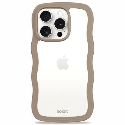 Afbeelding van Holdit Hoesje Geschikt voor iPhone 15 Pro Wavy Case bruin