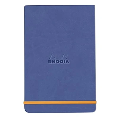 Afbeelding van RHODIA 194360C Webnotepad saffier A6 gelinieerd 192 pagina&#039;s afneembaar helder ivoorkleurig papier 90 g/m? bladwijzer, elastische sluiting envelop van kunstleer Rhodiarama